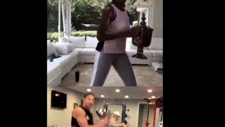 [VIDEO] Venus Williams y Rob Gronkowski entrenaron con sus trofeos