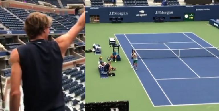 [VIDEO] Zverev prueba la puntería de Djokovic de una manera diferente