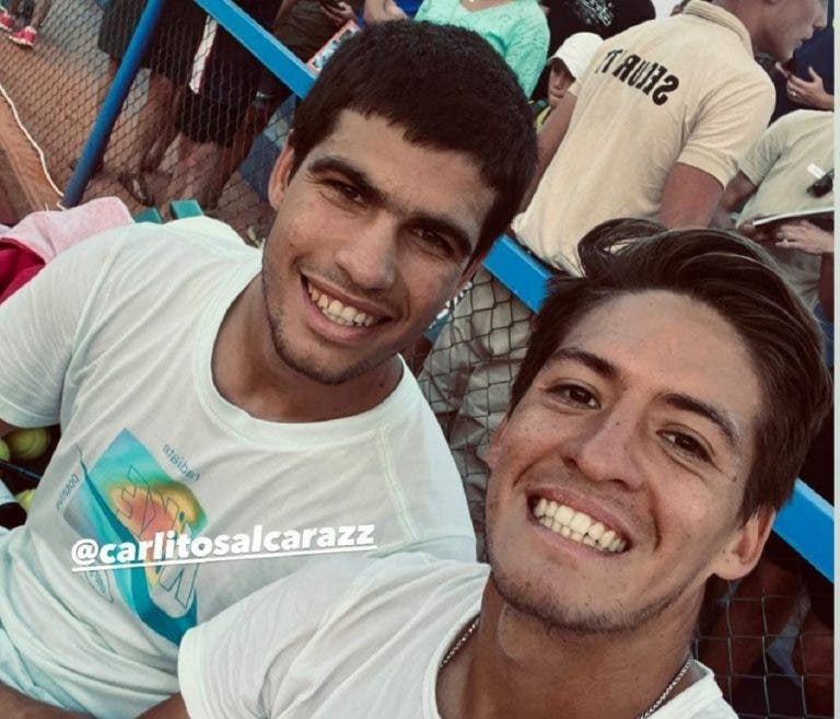 Carlitos Alcaraz se entrena con Seba Báez en Umag