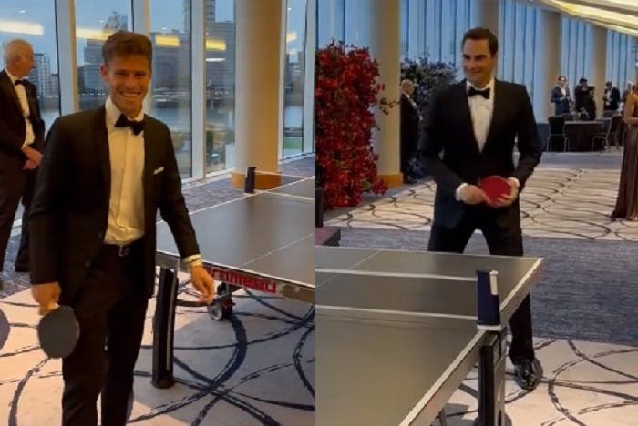 ¿Quién ganó? Picante cruce entre Federer y Schwartzman al ping pong