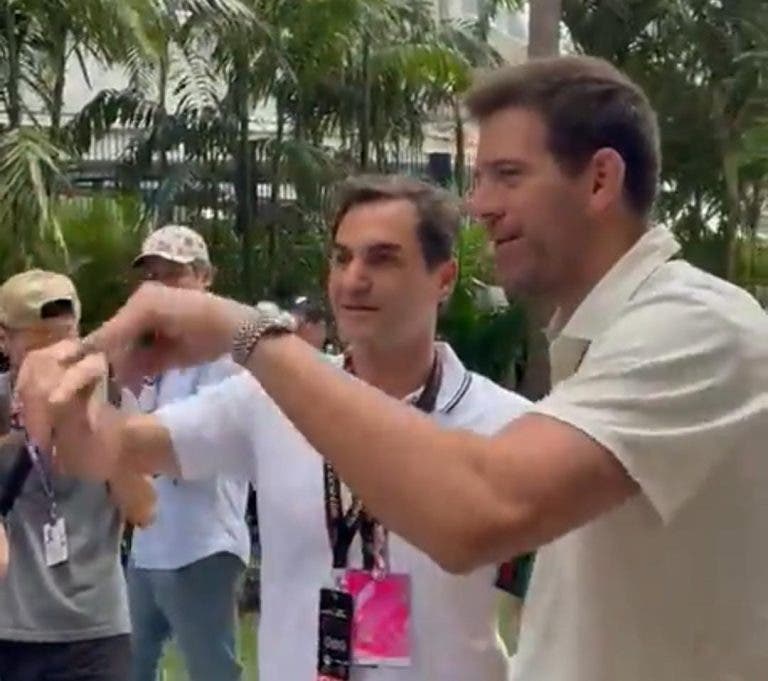[VIDEO] Roger Federer y Juan Martín del Potro se encuentran en Miami para ver la Fórmula 1