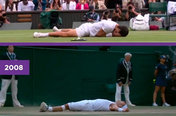 La increíble coincidencia del match point entre los primeros títulos de Alcaraz y Nadal en Wimbledon
