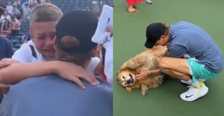 [VIDEO] El tierno momento de Jannik Sinner junto a un perro y un niño emocionado en Toronto
