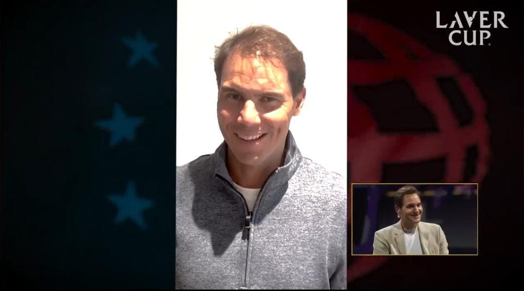 [VIDEO] Rafael Nadal aparece en la Laver Cup y le hace una divertida pregunta a Roger Federer
